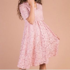 Brass & Roe by CTS Pink Lace Midi Dress Modest Small S